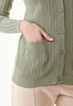 Organic Cotton Cardigan With Buttons Olive Green