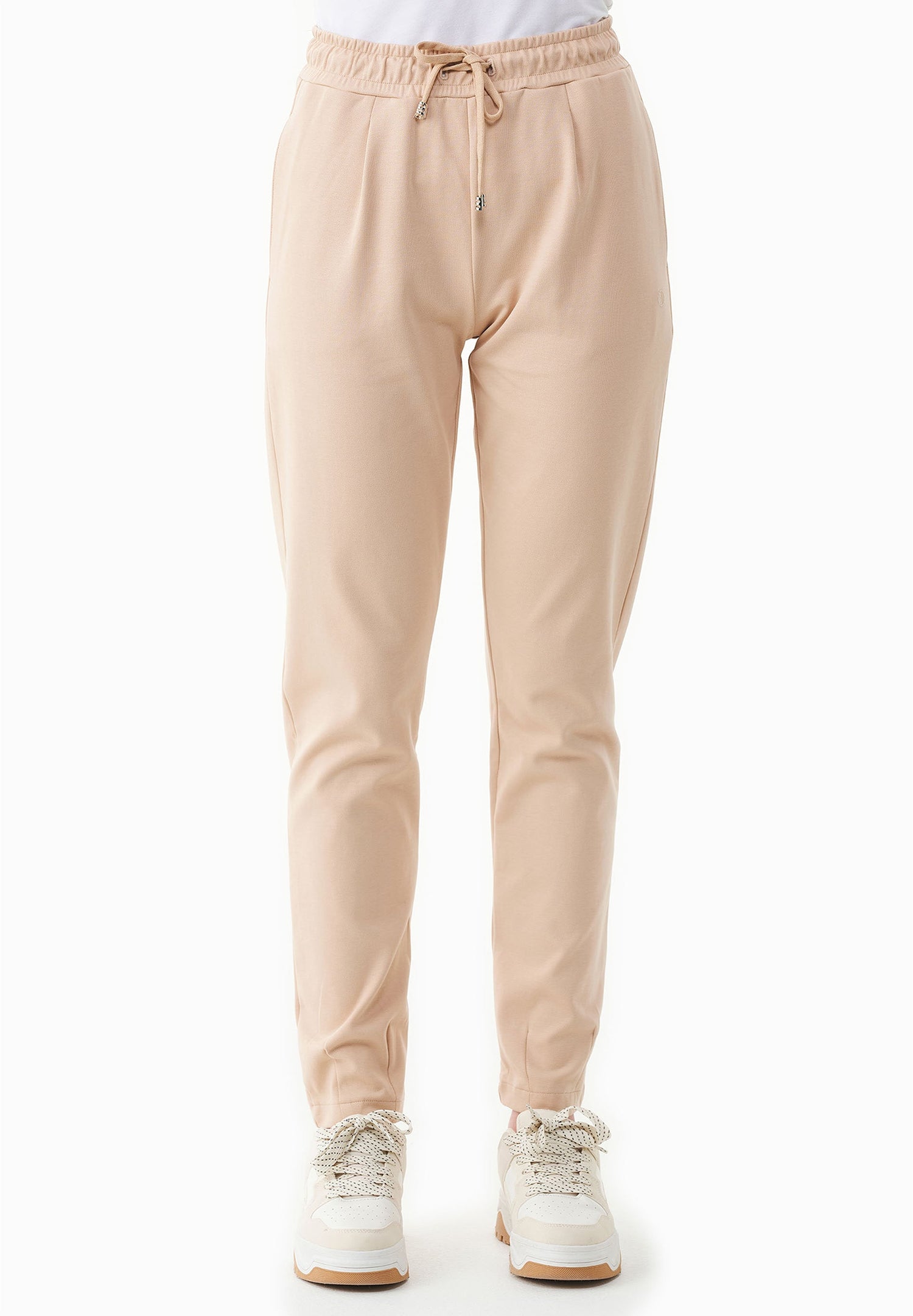 Women's Light Organic Cotton Interlock Sweatpants Soft Beige