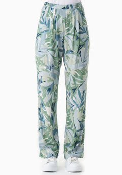 Patterned Viscose Pants Abstract Leaf