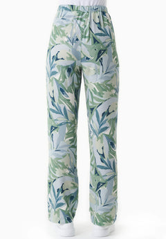Patterned Viscose Pants Abstract Leaf