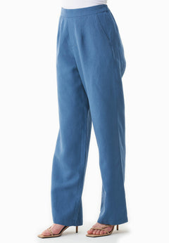 Linen-Lyocell Blend Pants Light Navy