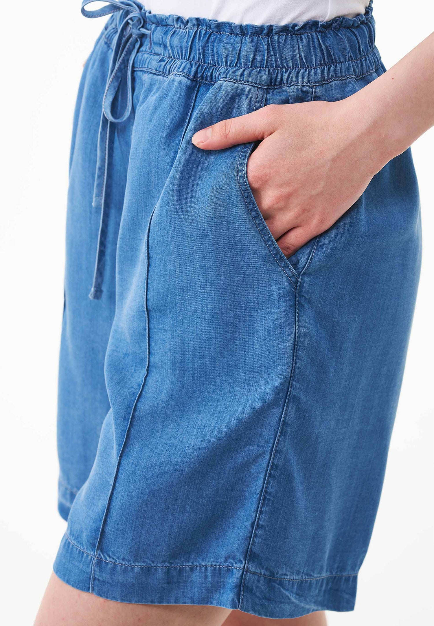 Lyocell Denim Shorts Light Blue