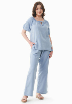 Muslin Summer Pants Ice Blue