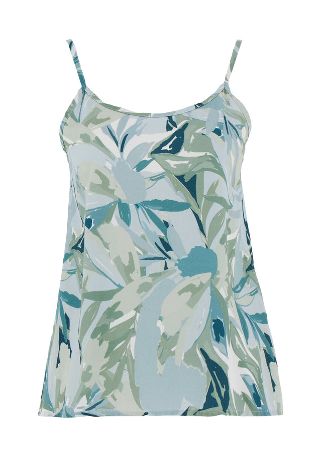 Patterned Viscose Top Abstract Leaf
