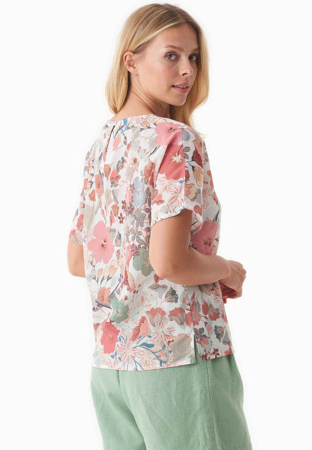 Patterned Organic Cotton Voile Blouse Flower Garden