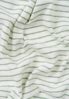Thinly Striped Linen Blend T-Shirt Off White / Matcha Green