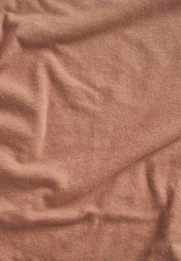 Deep Round Neck Linen Blend Jersey Top Tan