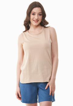 Modal Blend Round Neck Top Soft Beige