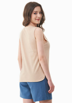 Modal Blend Round Neck Top Soft Beige