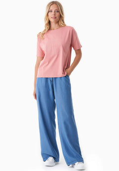 Embroidered Organic Cotton T-Shirt Flamingo Pink