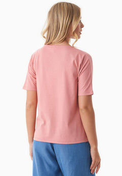 Embroidered Organic Cotton T-Shirt Flamingo Pink