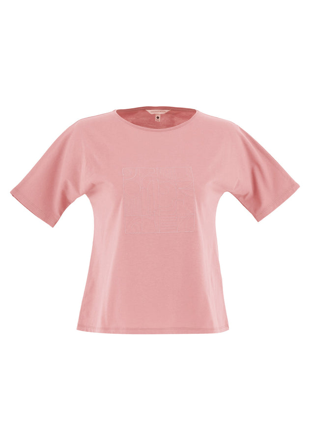 Embroidered Organic Cotton T-Shirt Flamingo Pink