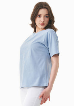 Embroidered Organic Cotton T-Shirt Ice Blue