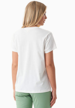 Embroidered Birds Print T-Shirt Off White