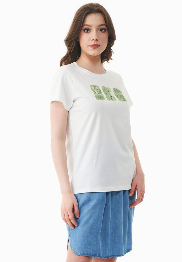 Nature Print Organic Cotton T-Shirt Off White