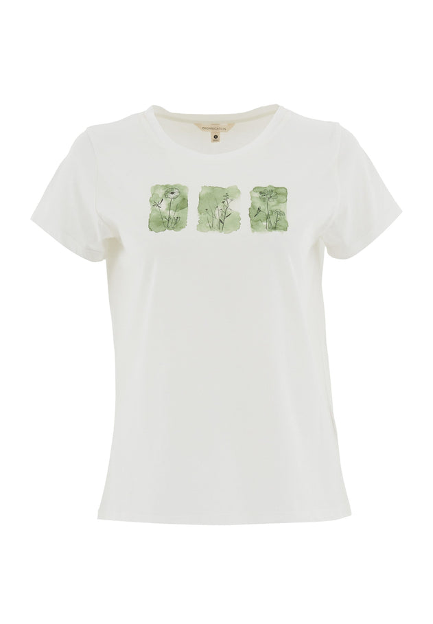 Nature Print Organic Cotton T-Shirt Off White