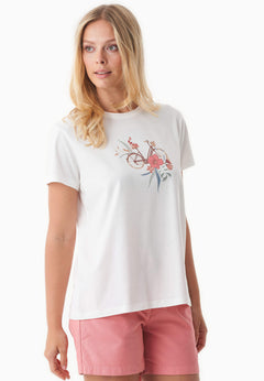 Flower Bike Print Organic Cotton T-Shirt Off White