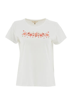 Flowers Print Organic Cotton T-Shirt Off White