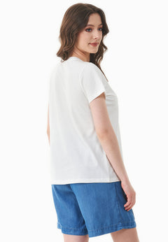 Flowers Print Organic Cotton T-Shirt Off White