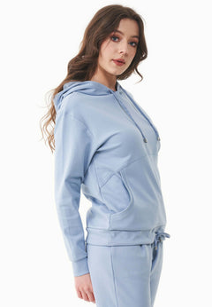 Women's Lightweight Hoodie With Drawstring Hem Ice Blue
