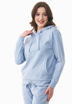 Women's Lightweight Hoodie With Drawstring Hem Ice Blue