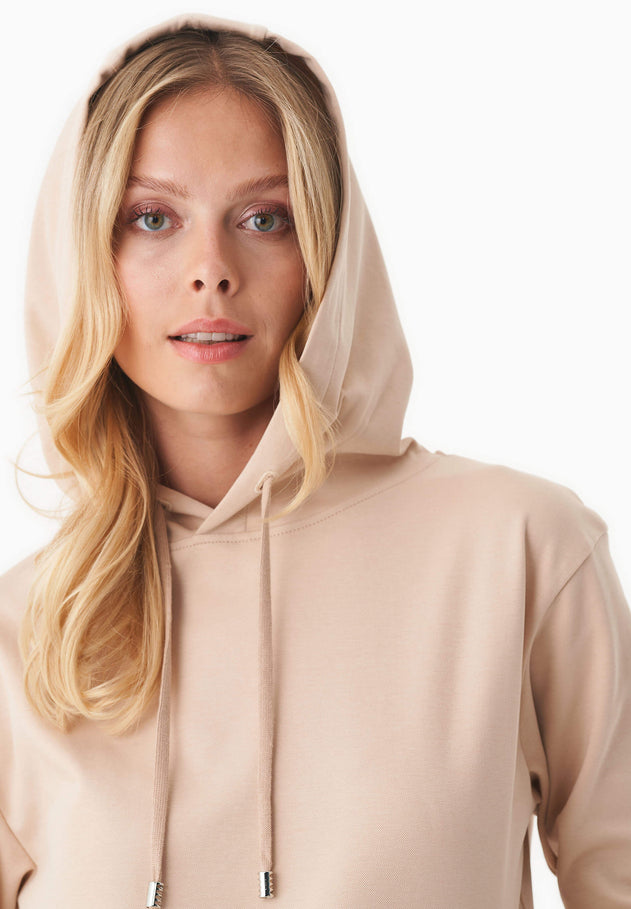 Women's Lightweight Hoodie With Drawstring Hem Soft Beige