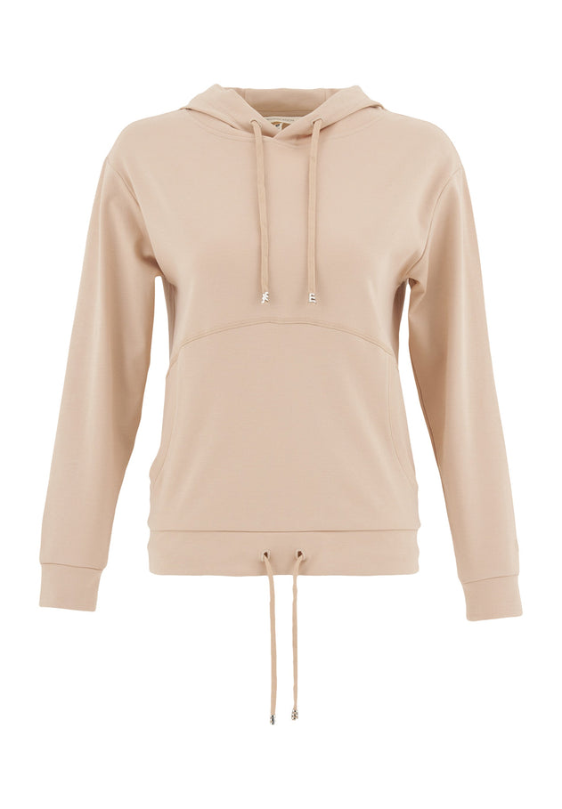 Women's Lightweight Hoodie With Drawstring Hem Soft Beige