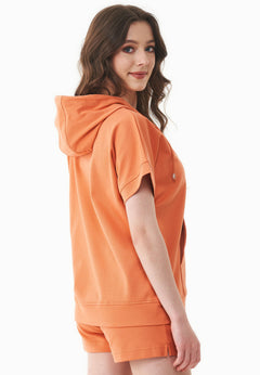Women's Lightweight Short Sleeved Zipper Hoodie Dusty Orange