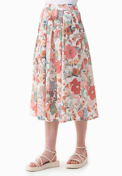 Patterned Organic Cotton Voile Skirt Flower Garden