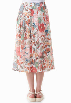 Patterned Organic Cotton Voile Skirt Flower Garden