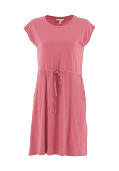 Short Sleeved Linen Blend Jersey Dress Desert Rose