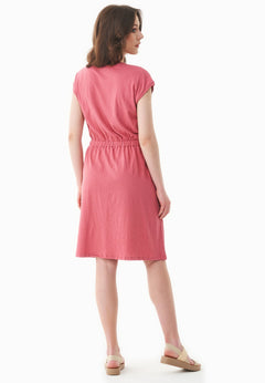 Short Sleeved Linen Blend Jersey Dress Desert Rose