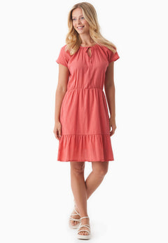 Organic Cotton Voile Tiered Dress Radiant Red