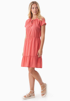 Organic Cotton Voile Tiered Dress Radiant Red