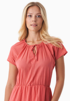 Organic Cotton Voile Tiered Dress Radiant Red
