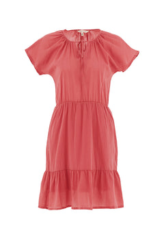 Organic Cotton Voile Tiered Dress Radiant Red