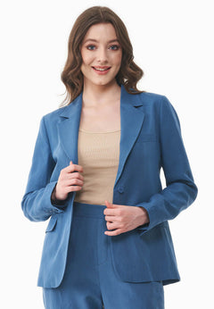 Linen-Lyocell Blend Blazer Light Navy