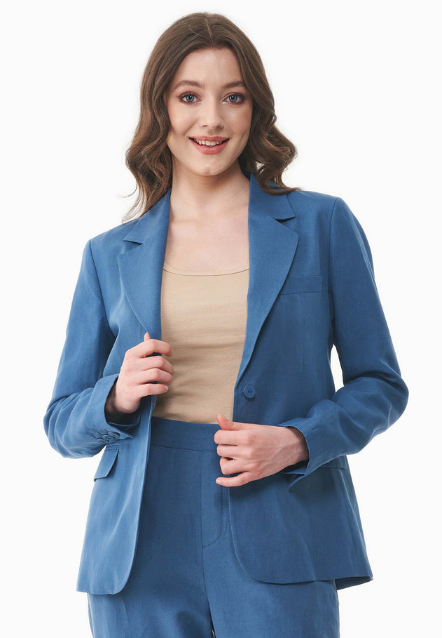 Linen-Lyocell Blend Blazer Light Navy