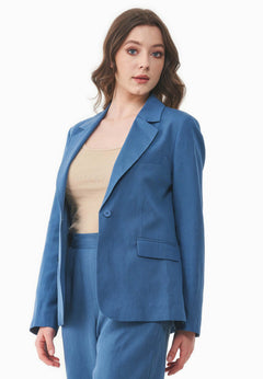 Linen-Lyocell Blend Blazer Light Navy