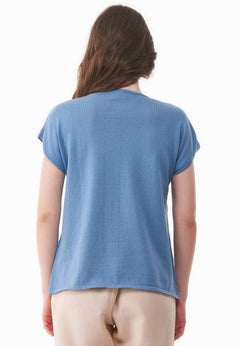 Women's Knit V-Neck T-Shirt Coronet Blue