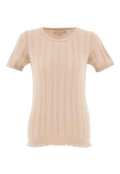 Women's Textured Knit T-Shirt Soft Beige