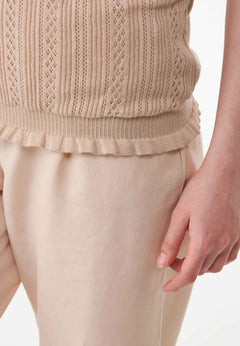 Women's Textured Knit T-Shirt Soft Beige