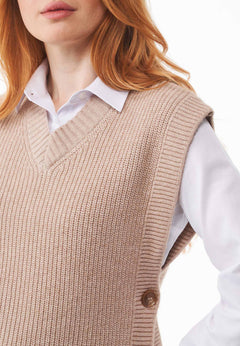 Wool Blend Knitted Vest Beige Melange