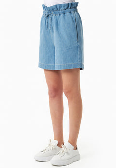 Paper Bag Denim Shorts Light Blue