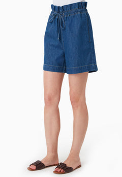 Paper Bag Denim Shorts Medium Blue