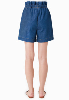 Paper Bag Denim Shorts Medium Blue