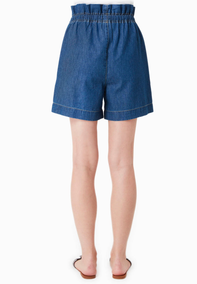 Paper Bag Denim Shorts Medium Blue