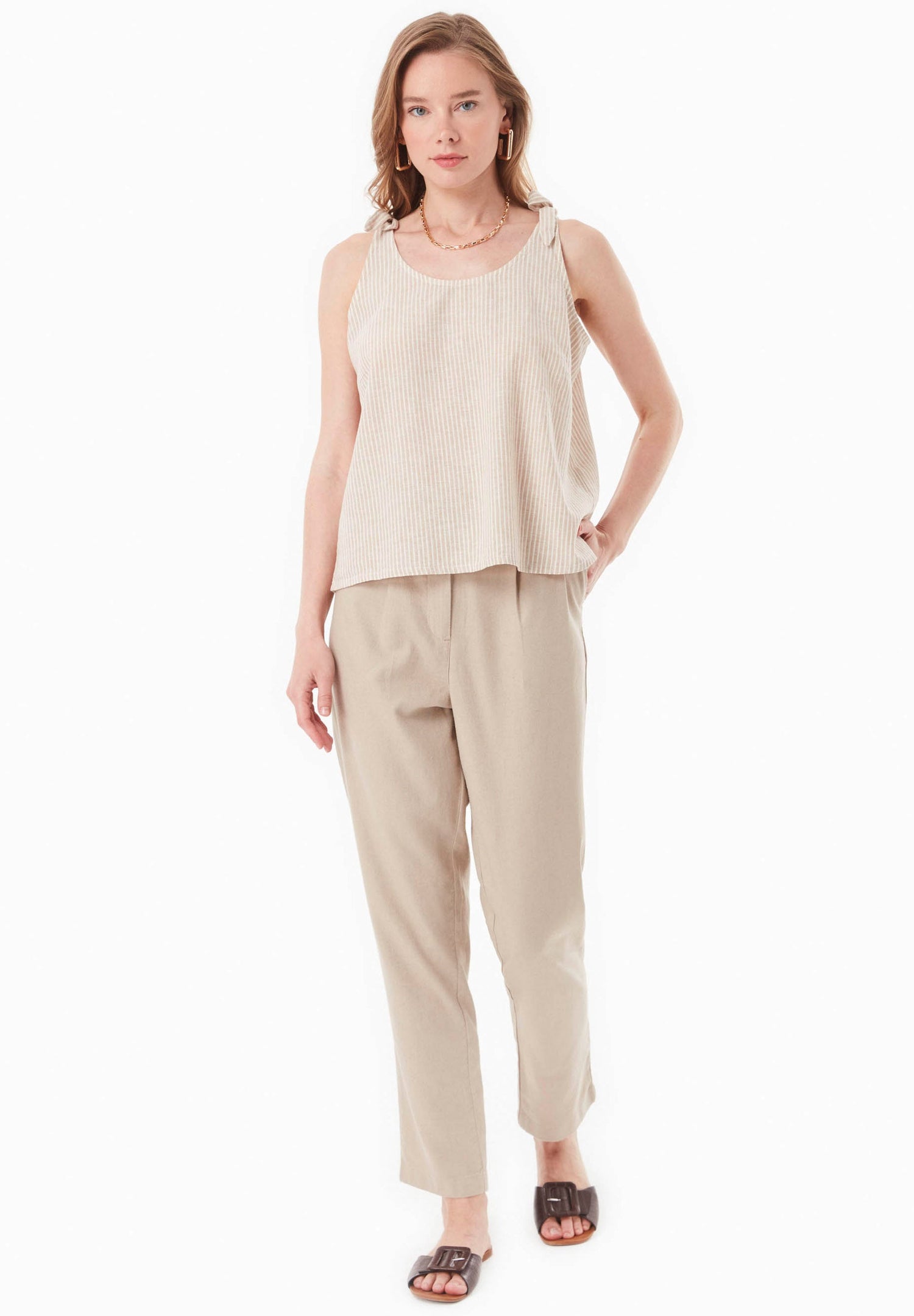 Linen Blend Pants Sand