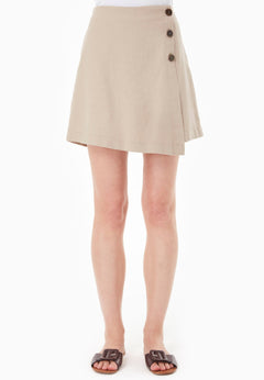 Linen Blend Skort Sand