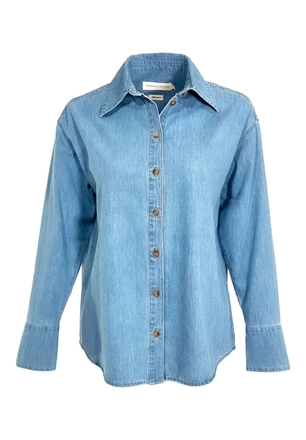 Denim Button-Up Shirt Light Blue